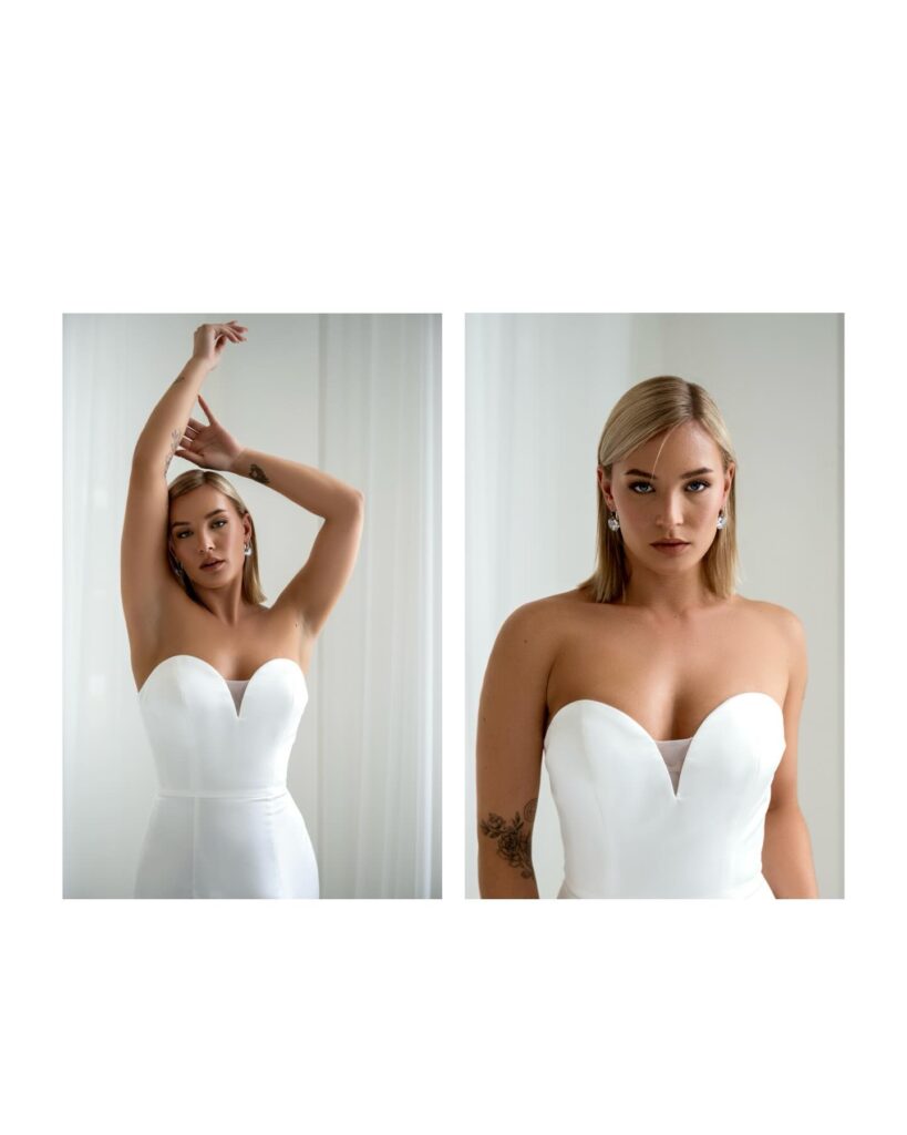 WItte vrouw in een trouwjurk